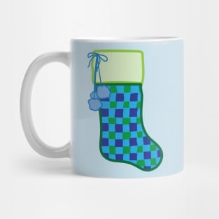 Blue Plaid Christmas Stocking Mug